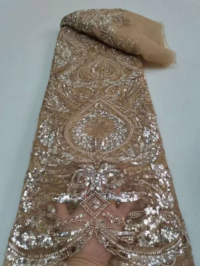 5 Yards Beaded Lace Material Fabric For Dresses