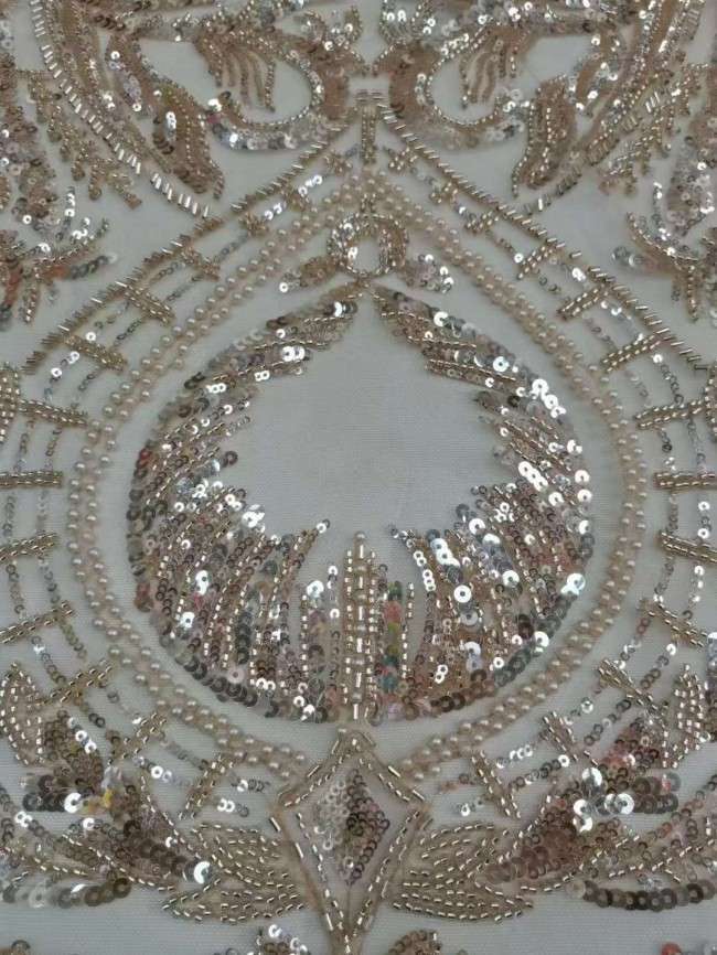 5 Yards Beaded Lace Material Fabric For Dresses