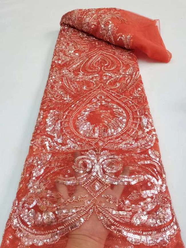 5 Yards Beaded Lace Material Fabric For Dresses