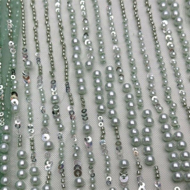 5 Yards Colorful Sequins Pearls Beaded Embroidered 3D Floral Lace Material Fabric For Dresses ML011