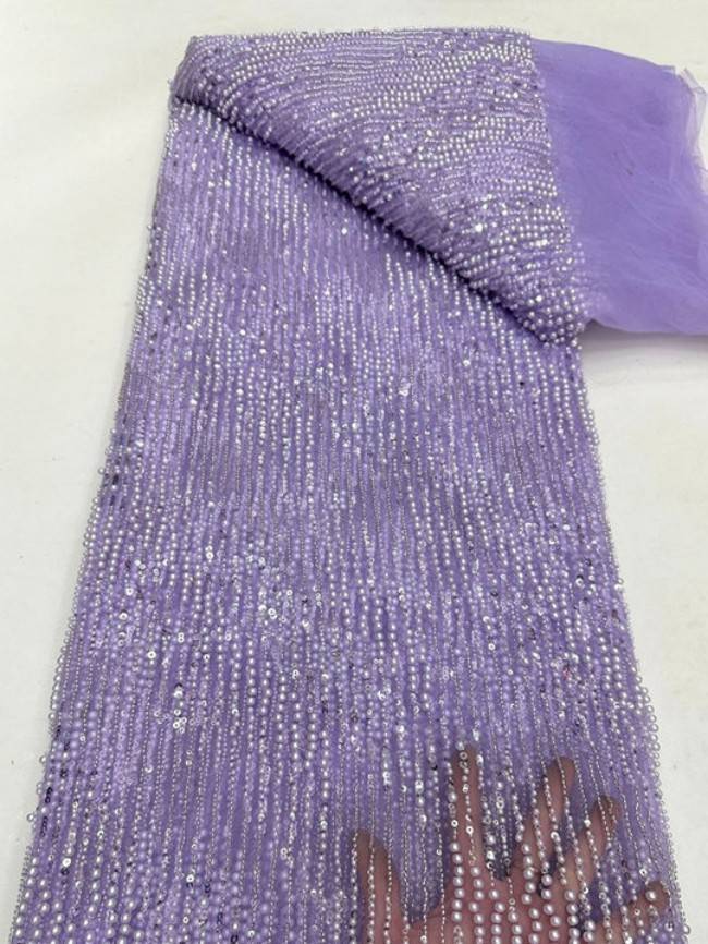 5 Yards Colorful Sequins Pearls Beaded Embroidered 3D Floral Lace Material Fabric For Dresses ML011
