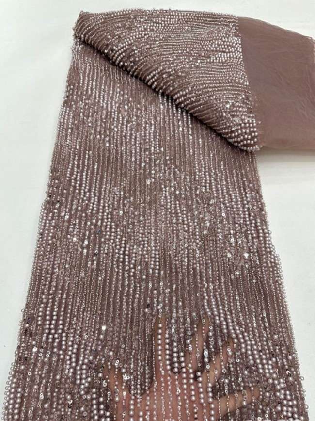 5 Yards Colorful Sequins Pearls Beaded Embroidered 3D Floral Lace Material Fabric For Dresses ML011