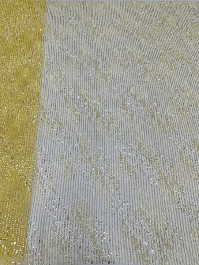 5 Yards Colorful Sequins Pearls Beaded Embroidered 3D Floral Lace Material Fabric For Dresses ML011