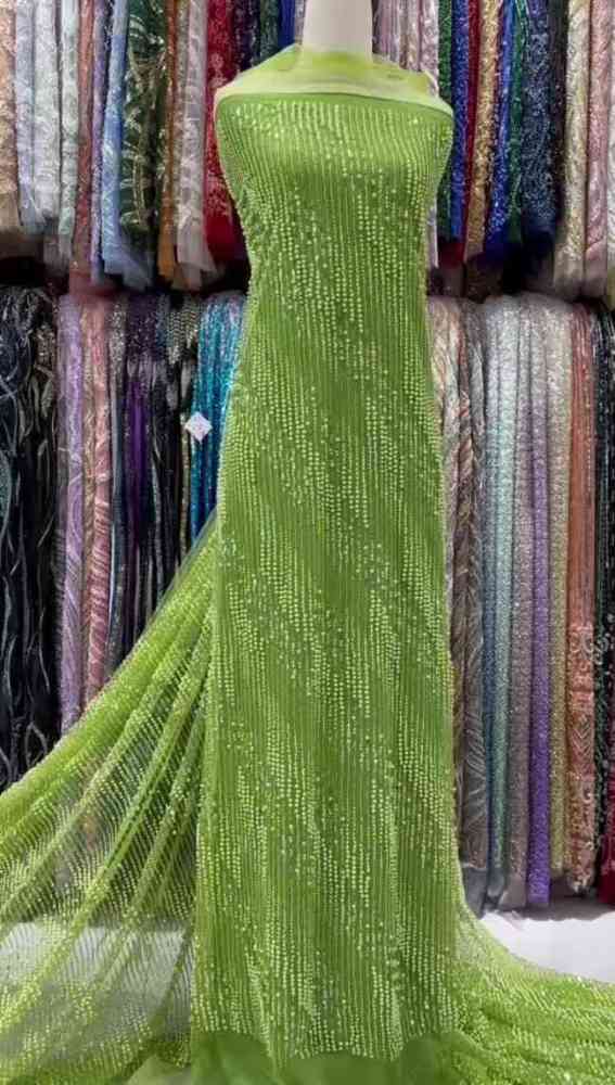 5 Yards Pearls Beaded Lace Material Fabric For Dresses