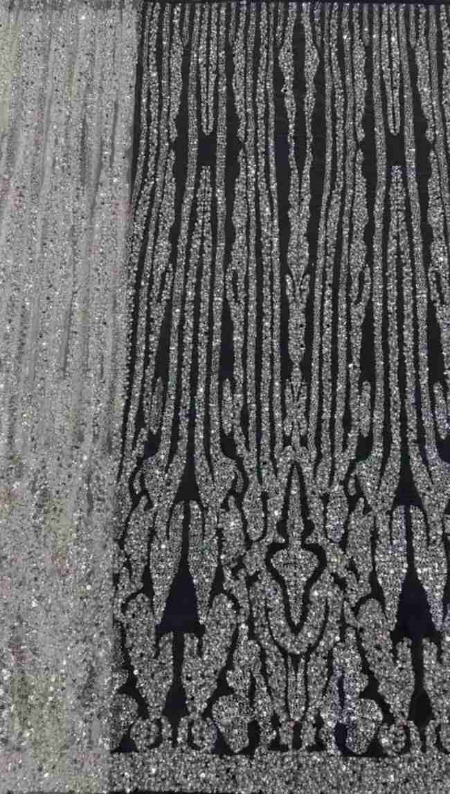 5 Yards Colorful Sequins Pearls Beaded Embroidered 3D Floral Lace Material Fabric For Dresses ML013