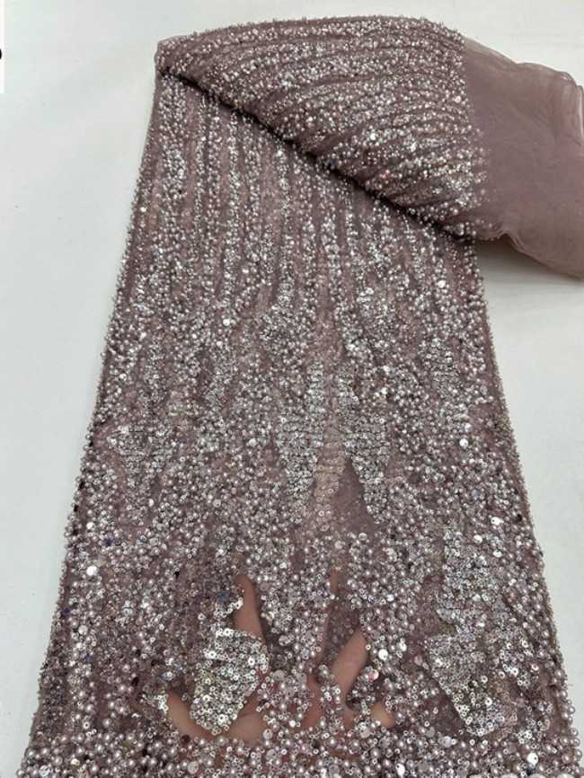 5 Yards Colorful Sequins Pearls Beaded Embroidered 3D Floral Lace Material Fabric For Dresses ML013