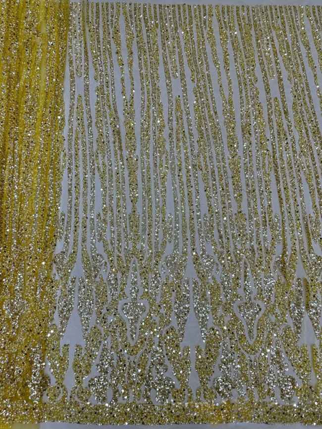 5 Yards Colorful Sequins Pearls Beaded Embroidered 3D Floral Lace Material Fabric For Dresses ML013
