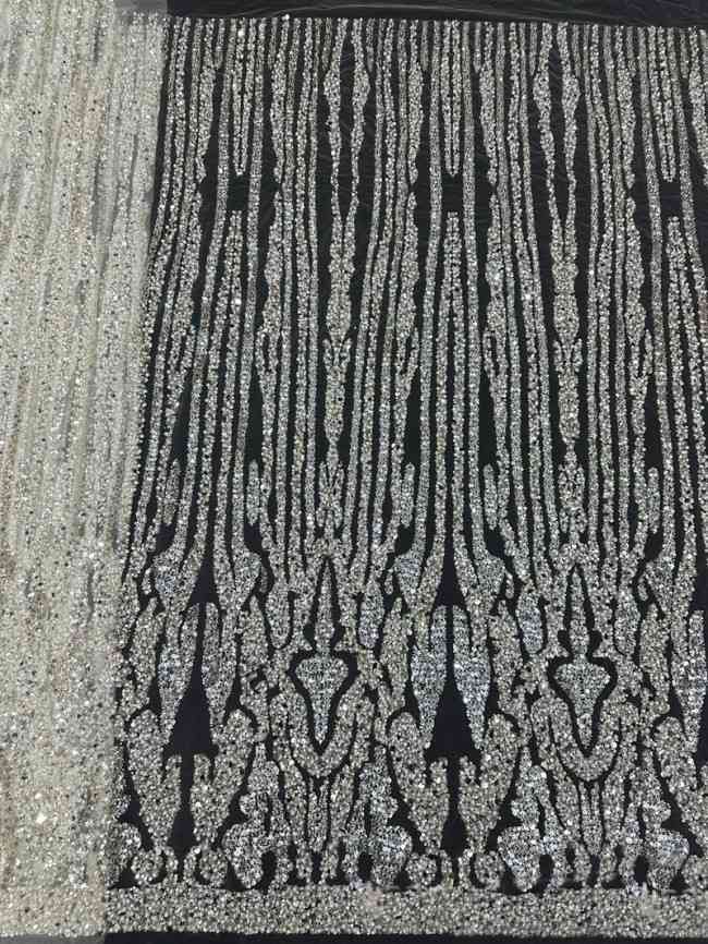 5 Yards Colorful Sequins Pearls Beaded Embroidered 3D Floral Lace Material Fabric For Dresses ML013