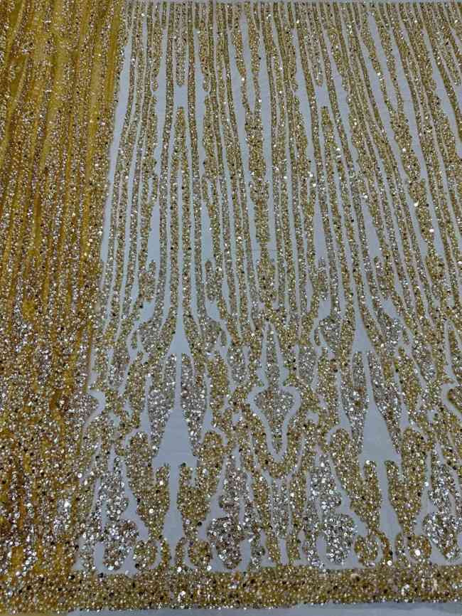 5 Yards Colorful Sequins Pearls Beaded Embroidered 3D Floral Lace Material Fabric For Dresses ML013