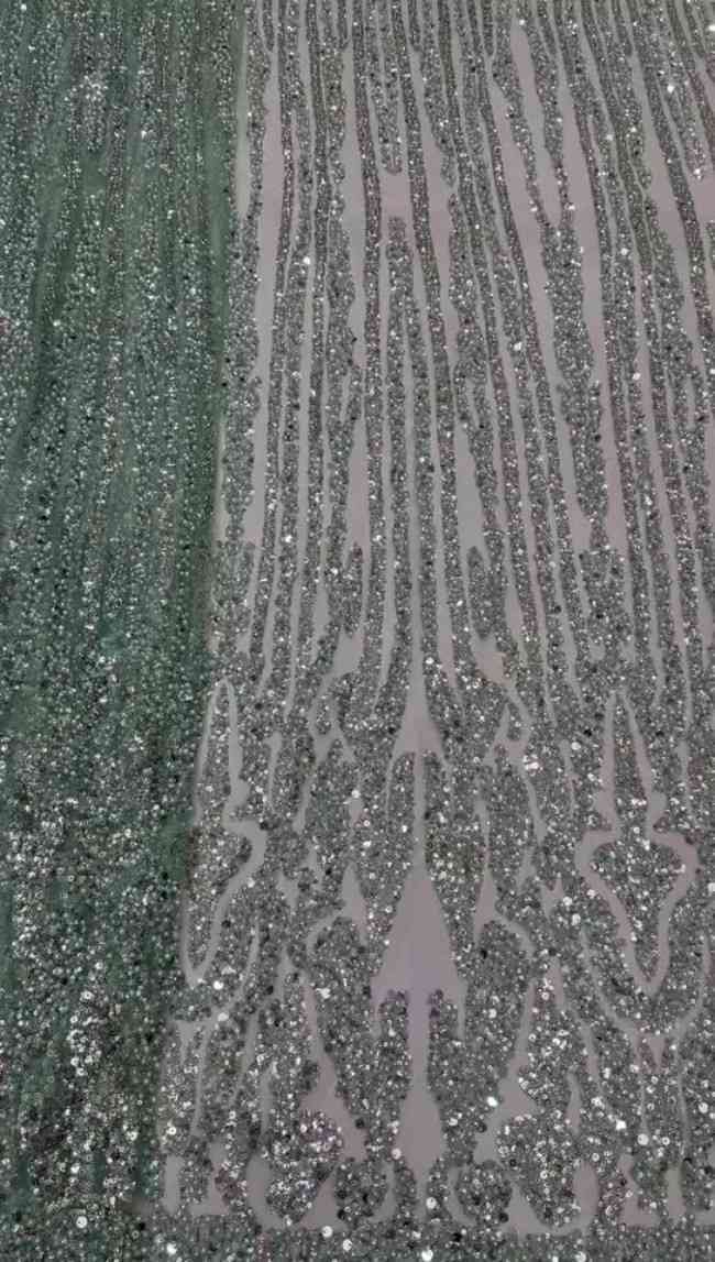 5 Yards Colorful Sequins Pearls Beaded Embroidered 3D Floral Lace Material Fabric For Dresses ML013