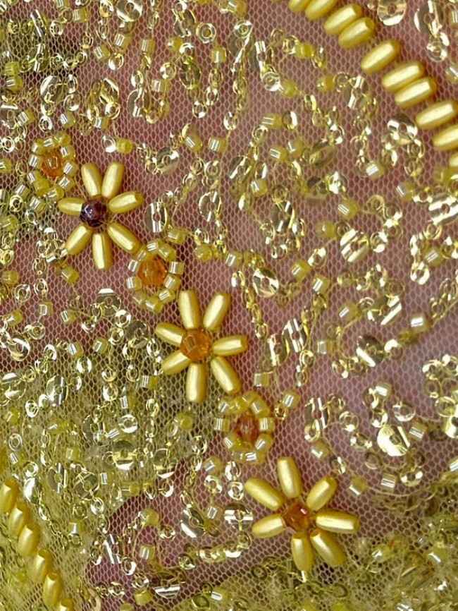 5 Yards Colorful Sequins Pearls Beaded Embroidered 3D Floral Lace Material Fabric For Dresses ML023
