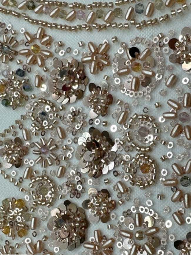 5 Yards Luxury Heavy Beaded Lace Material Fabric For Dresses