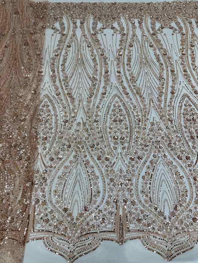 5 Yards Luxury Heavy Beaded Lace Material Fabric For Dresses