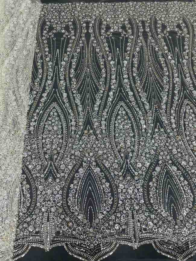 5 Yards Luxury Heavy Beaded Lace Material Fabric For Dresses