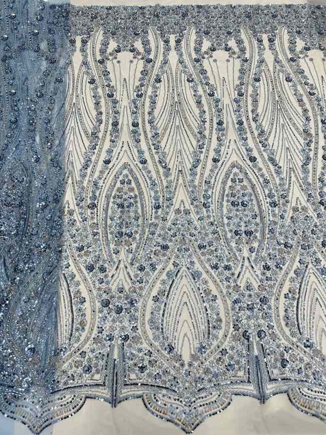 5 Yards Luxury Heavy Beaded Lace Material Fabric For Dresses