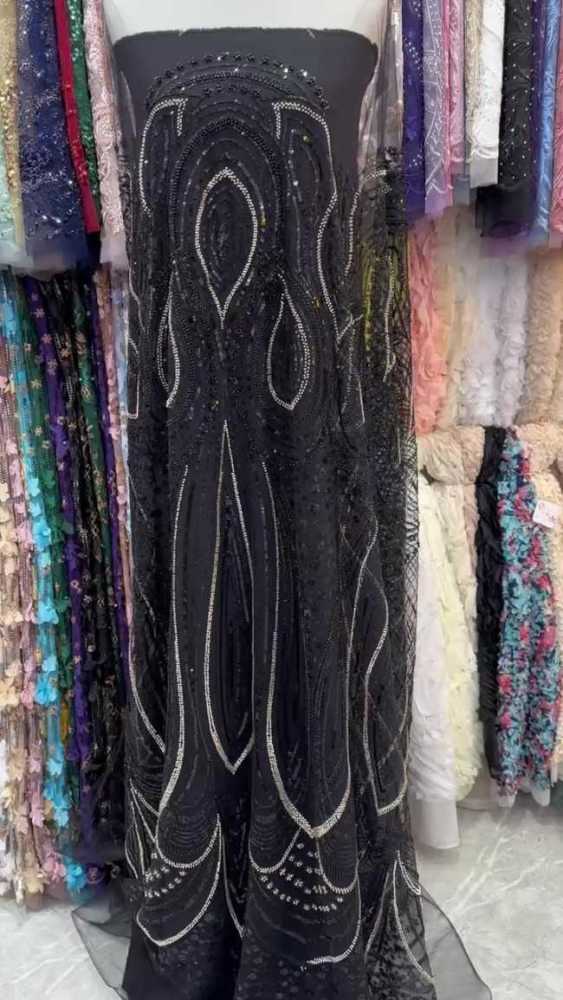 5 Yards Beaded Lace Material Fabric For Dresses