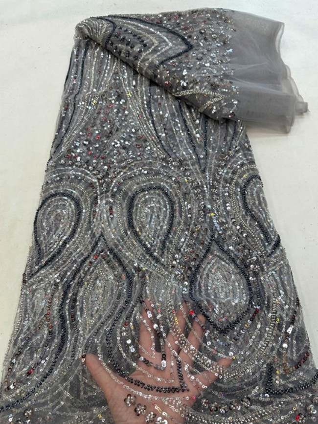 5 Yards Beaded Lace Material Fabric For Dresses