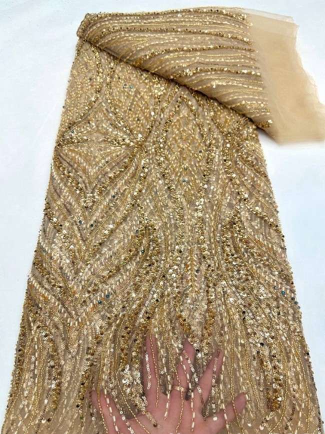 5 Yards Beaded Lace Material Fabric For Dresses