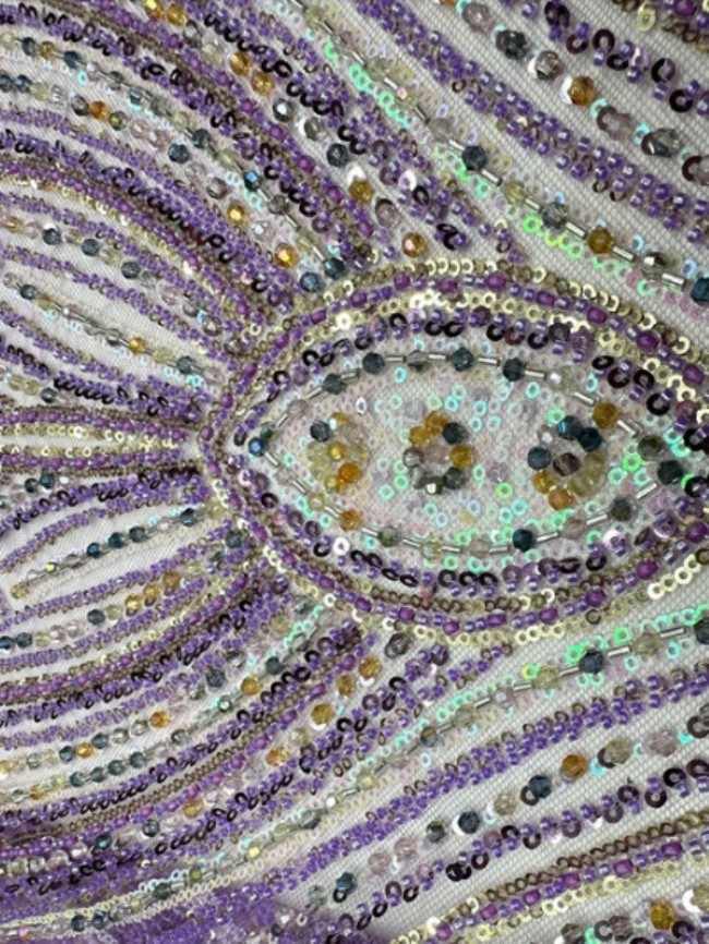 5 Yards Colorful Crystals Beaded Lace Material Fabric For Dresses