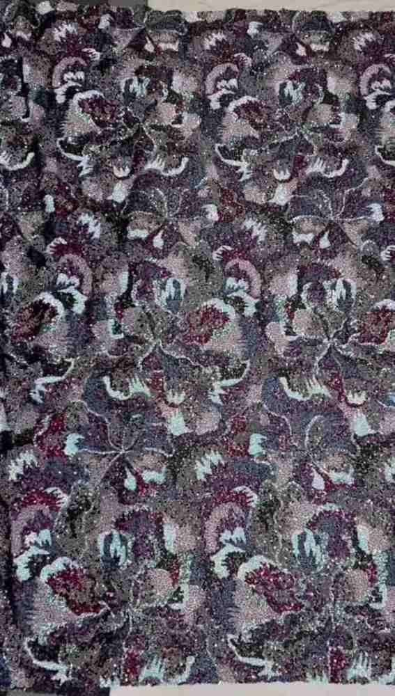 5 Yards Colorful Sequins Pearls Beaded Embroidered 3D Floral Lace Material Fabric For Dresses ML008