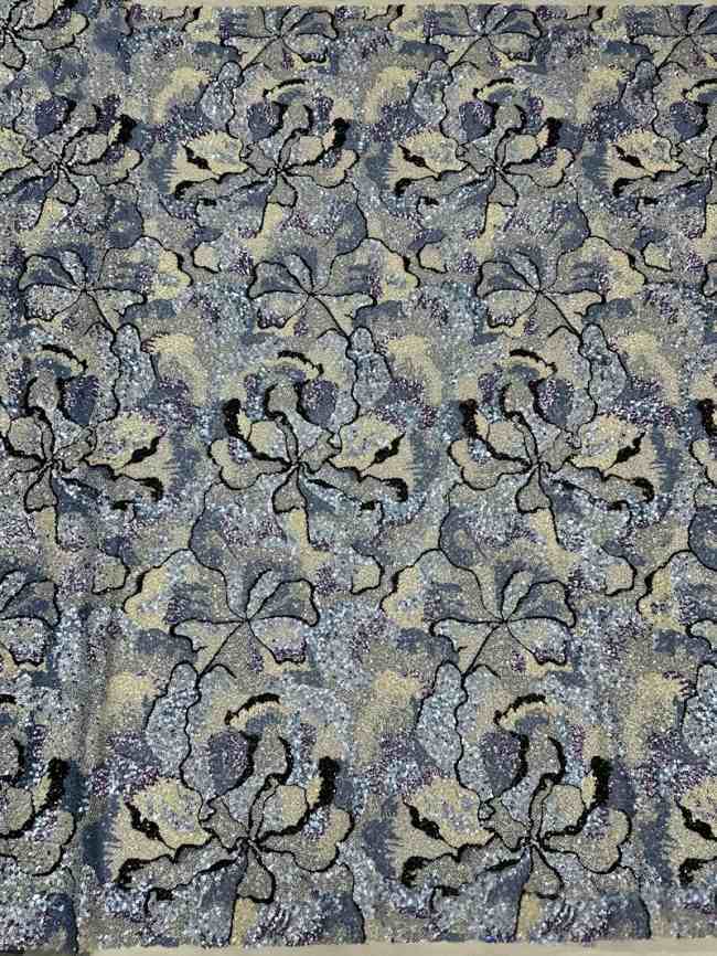 5 Yards Colorful Sequins Pearls Beaded Embroidered 3D Floral Lace Material Fabric For Dresses ML008