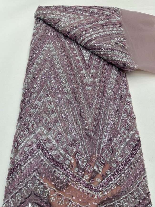 5 Yards Colorful Sequins Pearls Beaded Embroidered 3D Floral Lace Material Fabric For Dresses ML009