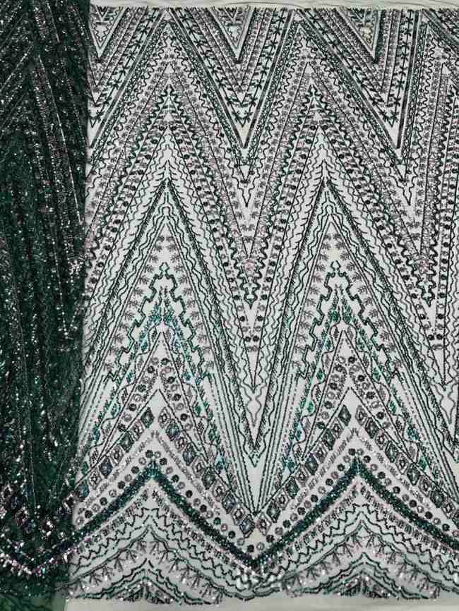 5 Yards Colorful Sequins Pearls Beaded Embroidered 3D Floral Lace Material Fabric For Dresses ML009