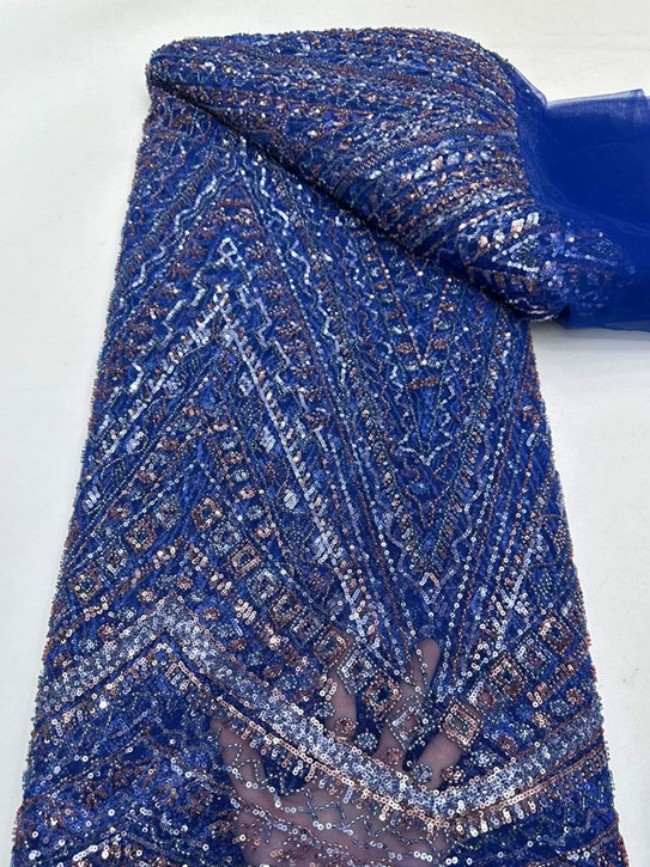 5 Yards Colorful Sequins Pearls Beaded Embroidered 3D Floral Lace Material Fabric For Dresses ML009