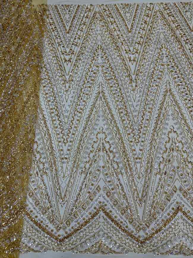 5 Yards Colorful Sequins Pearls Beaded Embroidered 3D Floral Lace Material Fabric For Dresses ML009