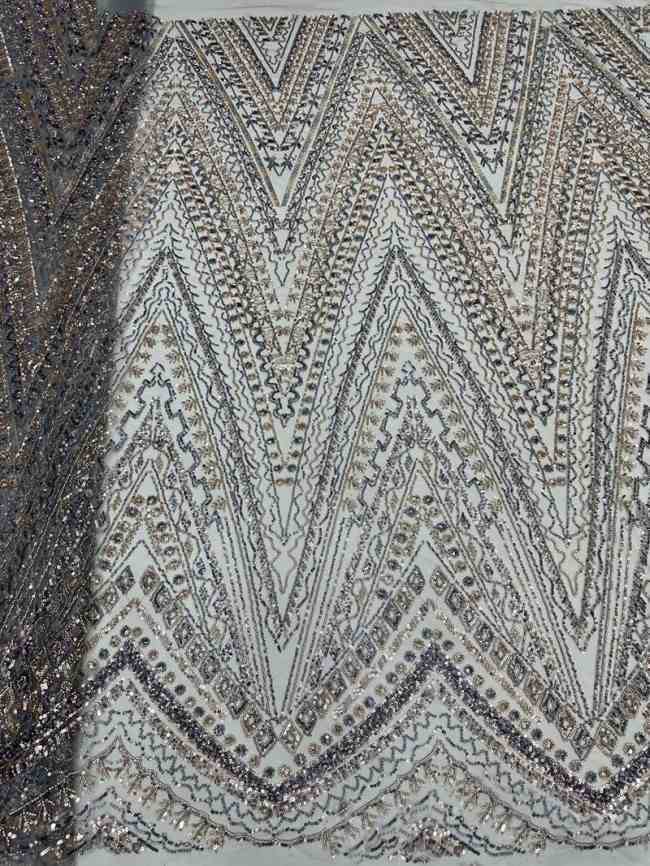 5 Yards Colorful Sequins Pearls Beaded Embroidered 3D Floral Lace Material Fabric For Dresses ML009