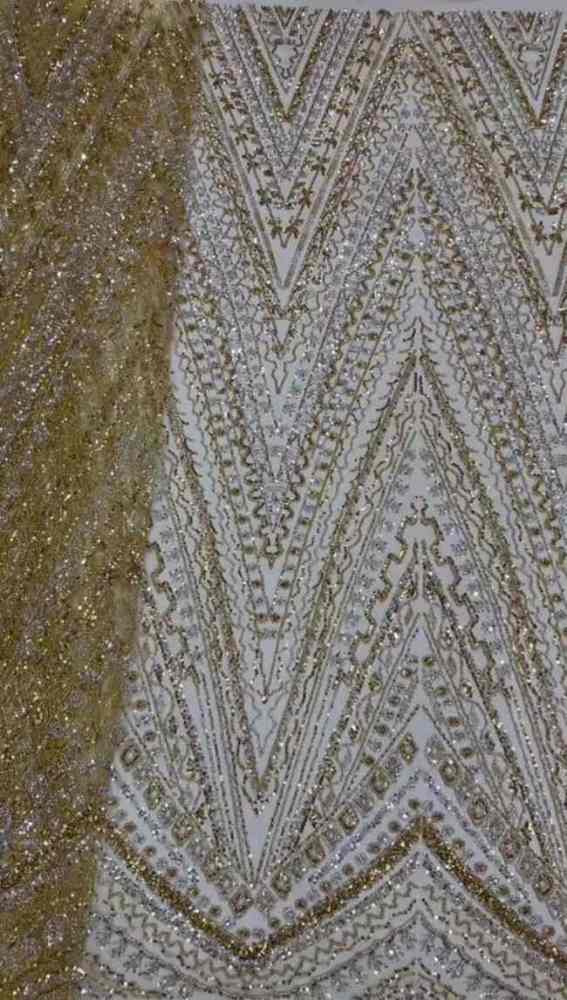 5 Yards Colorful Sequins Pearls Beaded Embroidered 3D Floral Lace Material Fabric For Dresses ML009