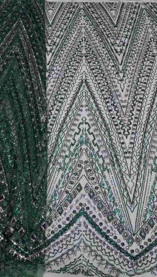 5 Yards Colorful Sequins Pearls Beaded Embroidered 3D Floral Lace Material Fabric For Dresses ML009