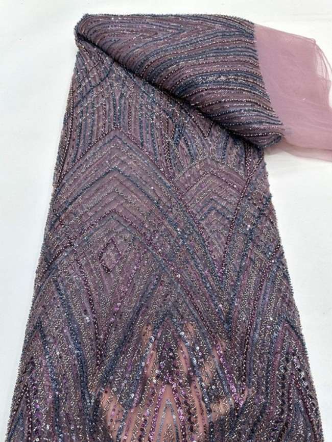 5 Yards Colorful Sequins Pearls Beaded Embroidered 3D Floral Lace Material Fabric For Dresses ML010