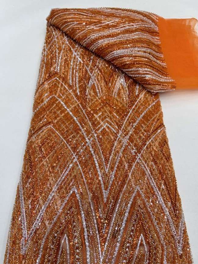 5 Yards Colorful Sequins Pearls Beaded Embroidered 3D Floral Lace Material Fabric For Dresses ML010