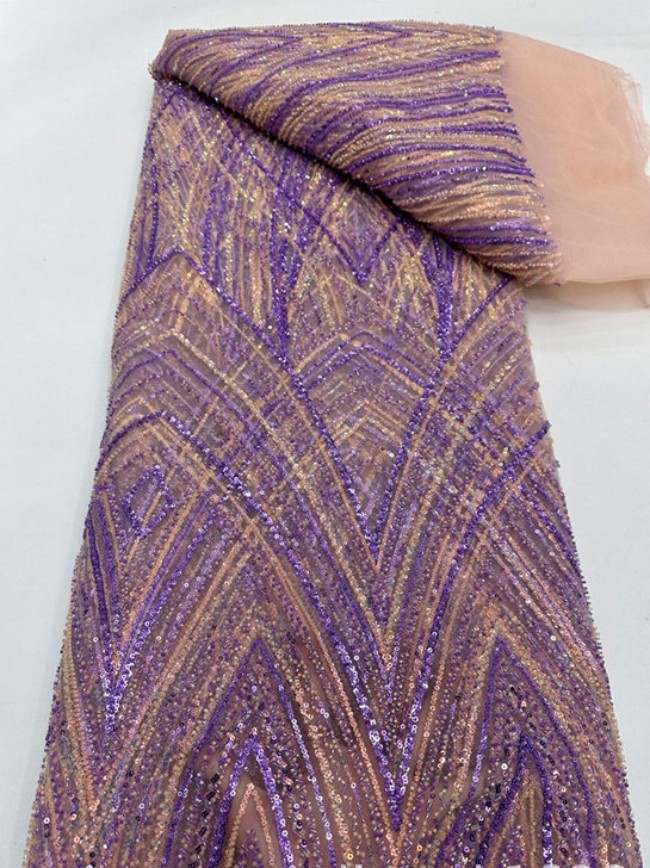 5 Yards Colorful Sequins Pearls Beaded Embroidered 3D Floral Lace Material Fabric For Dresses ML010