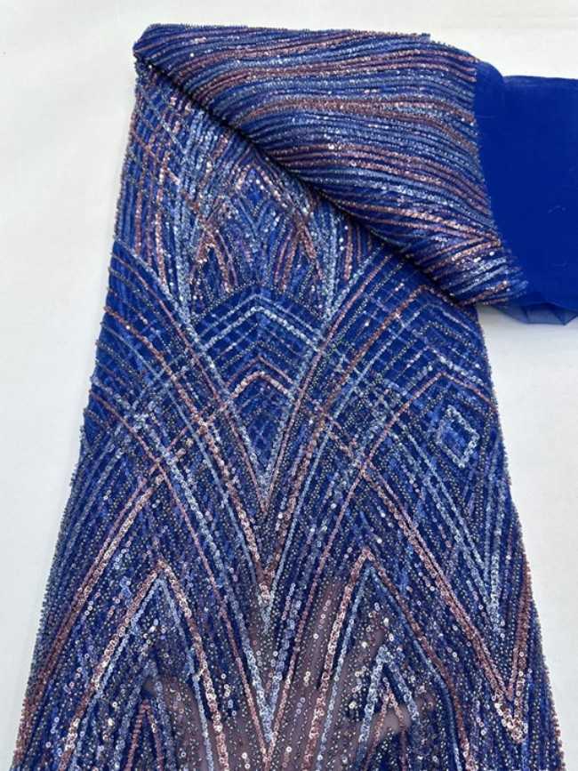 5 Yards Colorful Sequins Pearls Beaded Embroidered 3D Floral Lace Material Fabric For Dresses ML010