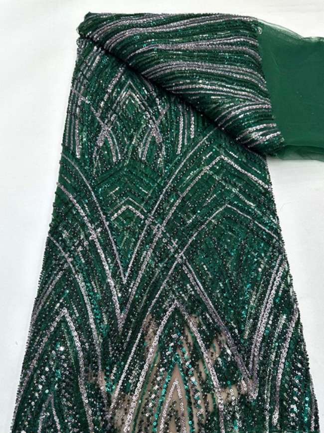 5 Yards Colorful Sequins Pearls Beaded Embroidered 3D Floral Lace Material Fabric For Dresses ML010