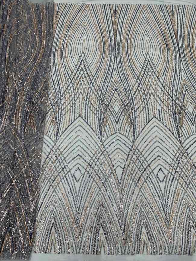 5 Yards Colorful Sequins Pearls Beaded Embroidered 3D Floral Lace Material Fabric For Dresses ML010