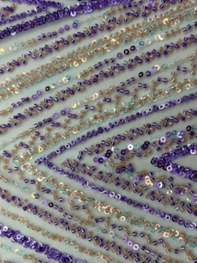 5 Yards Colorful Sequins Pearls Beaded Embroidered 3D Floral Lace Material Fabric For Dresses ML010