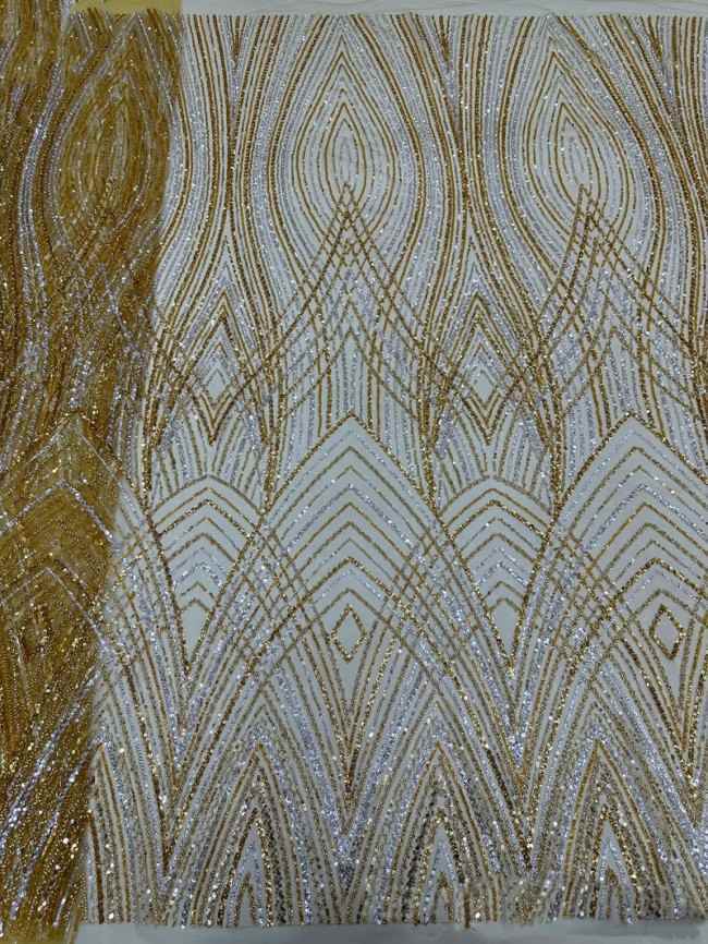5 Yards Colorful Sequins Pearls Beaded Embroidered 3D Floral Lace Material Fabric For Dresses ML010