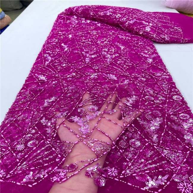 5 Yards Pearls Beaded Lace Material Fabric For Dresses