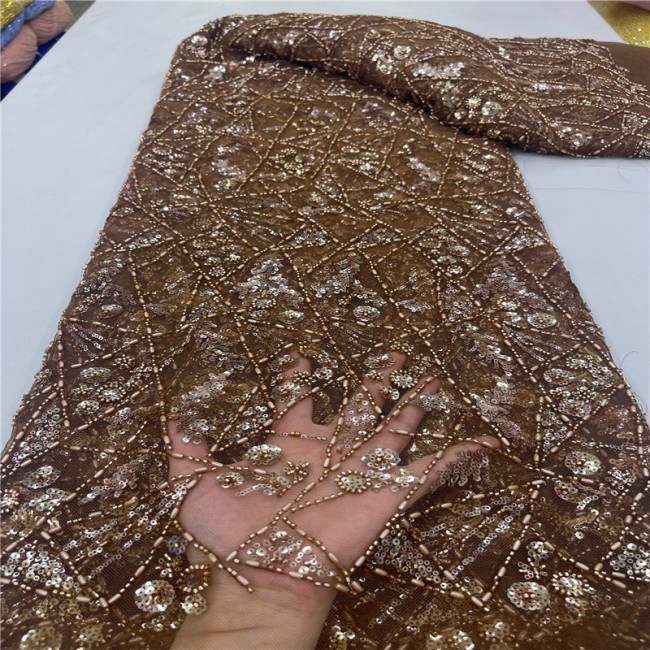 5 Yards Pearls Beaded Lace Material Fabric For Dresses