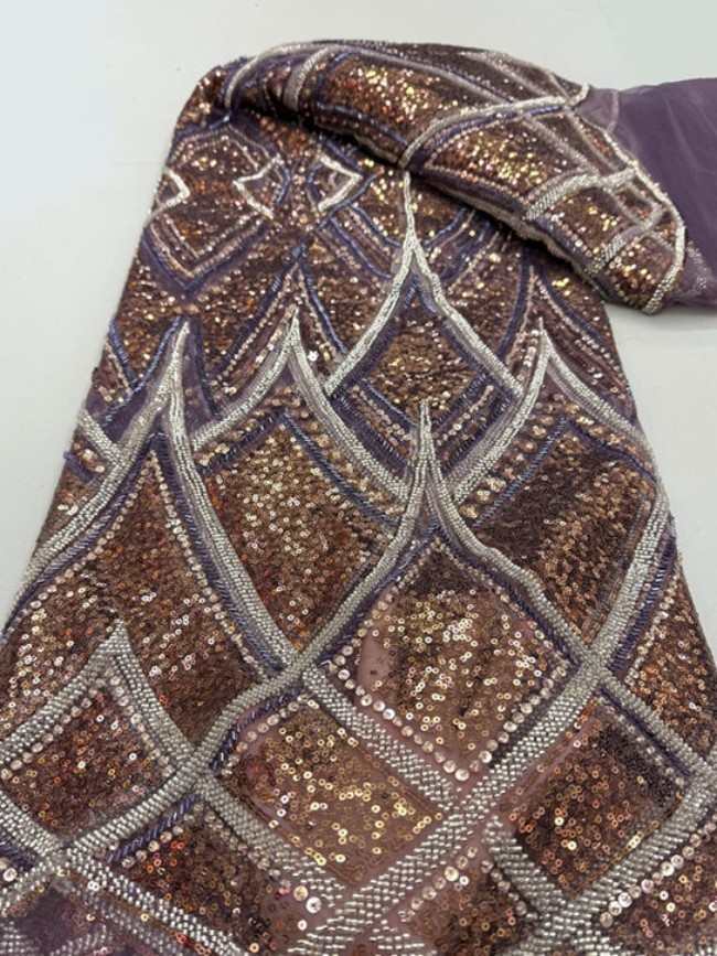 5 Yards Colorful Sequins Pearls Beaded Embroidered 3D Floral Lace Material Fabric For Dresses ML014