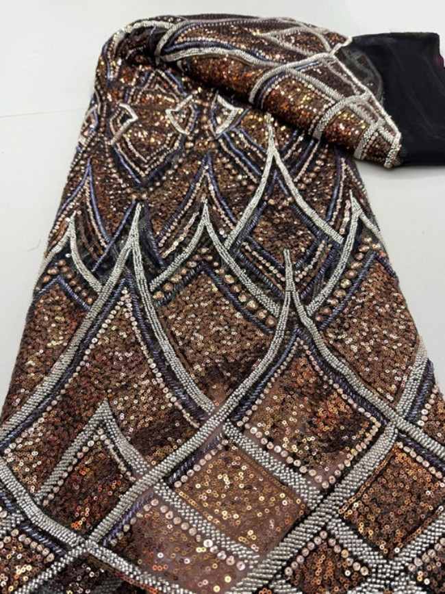 5 Yards Colorful Sequins Pearls Beaded Embroidered 3D Floral Lace Material Fabric For Dresses ML014