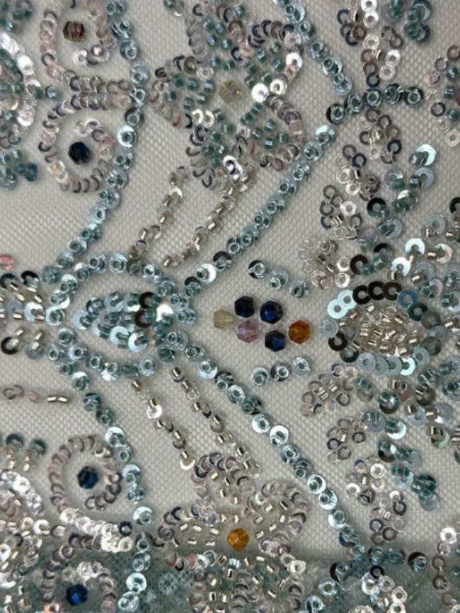5 Yards Colorful Sequins Pearls Beaded Embroidered 3D Floral Lace Material Fabric For Dresses ML020