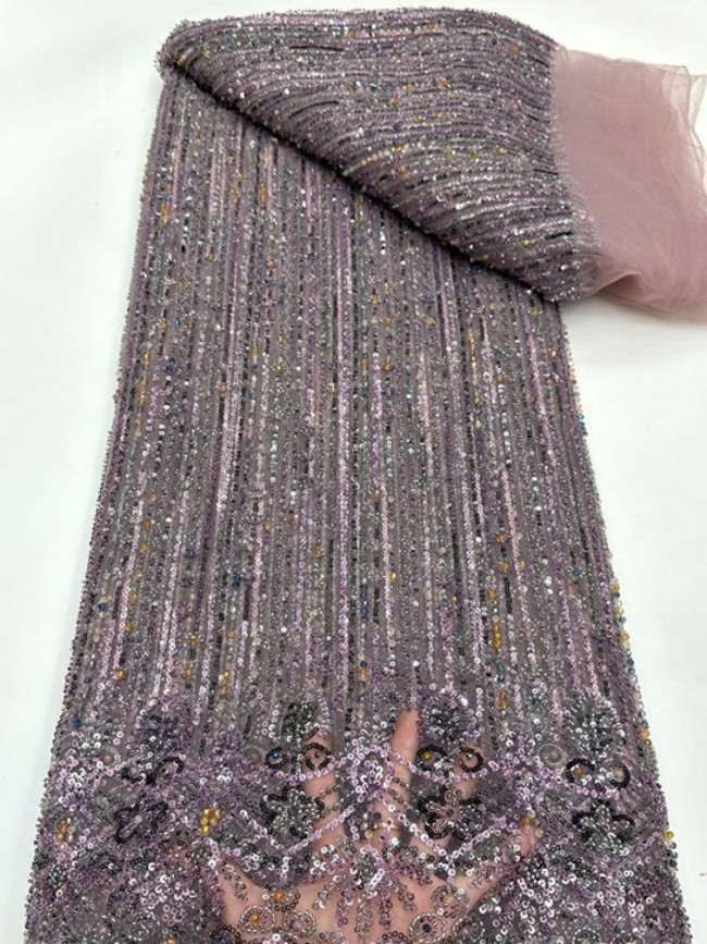 5 Yards Colorful Sequins Pearls Beaded Embroidered 3D Floral Lace Material Fabric For Dresses ML020