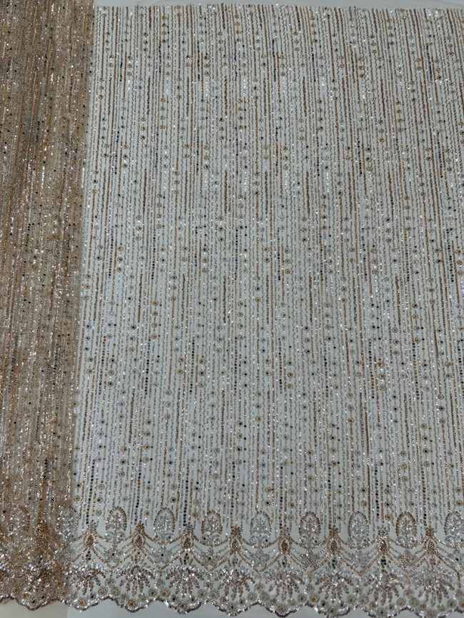 5 Yards Colorful Sequins Pearls Beaded Embroidered 3D Floral Lace Material Fabric For Dresses ML020