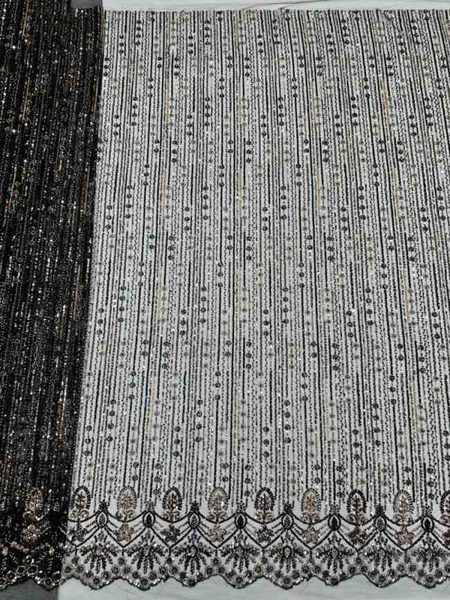 5 Yards Colorful Sequins Pearls Beaded Embroidered 3D Floral Lace Material Fabric For Dresses ML020