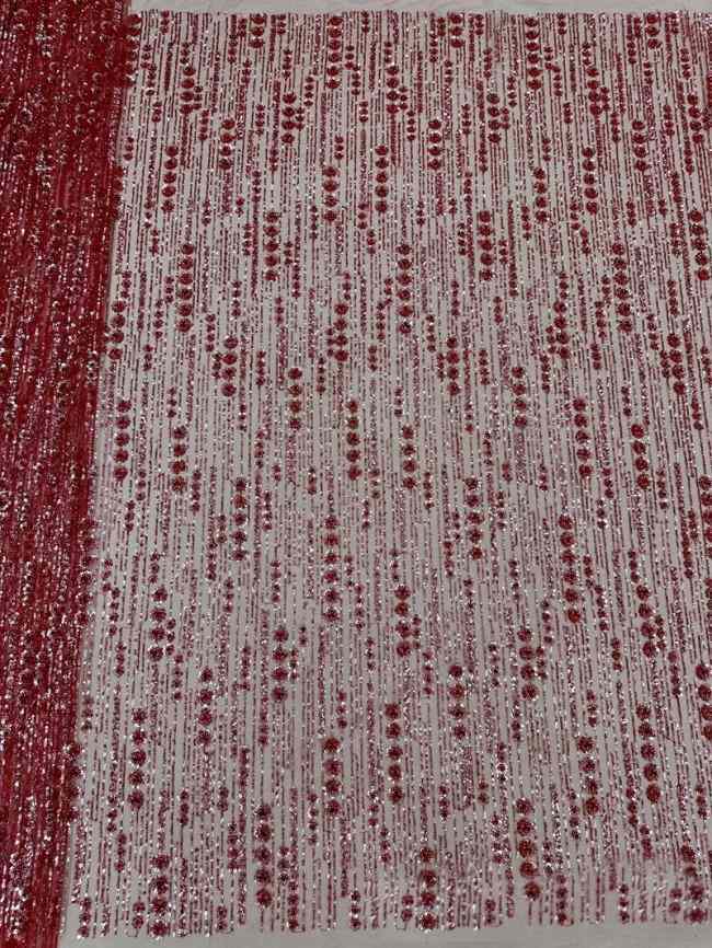 5 Yards Colorful Sequins Pearls Beaded Embroidered 3D Floral Lace Material Fabric For Dresses ML025