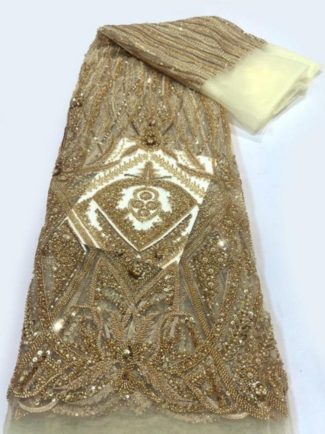 5 Yards Colorful Sequins Pearls Beaded Embroidered 3D Floral Lace Material Fabric For Dresses ML026